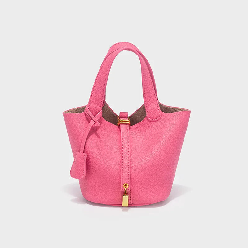 Sac Seau PU Style Panier — Sac À Main Femme Tendance Avec Pochette Intérieure
