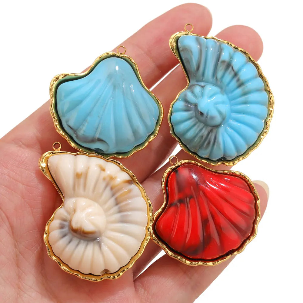 Lot 2 Breloques Coquillage & Étoile de Mer Acier Inoxydable — Pendentifs Bijoux Plage Fait Main