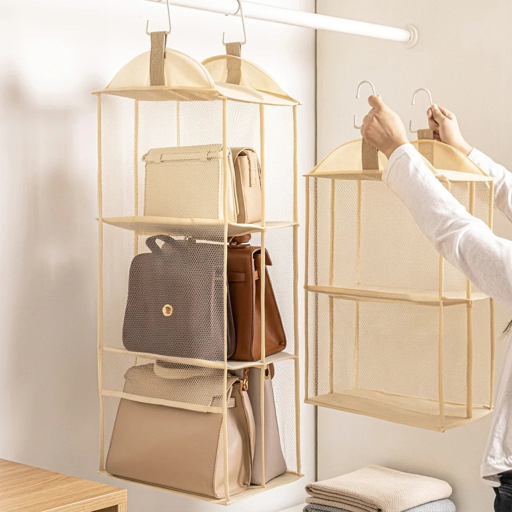Organiseur Sacs À Main Suspendu Anti-Poussière Multicouche — Rangement Armoire Dressing