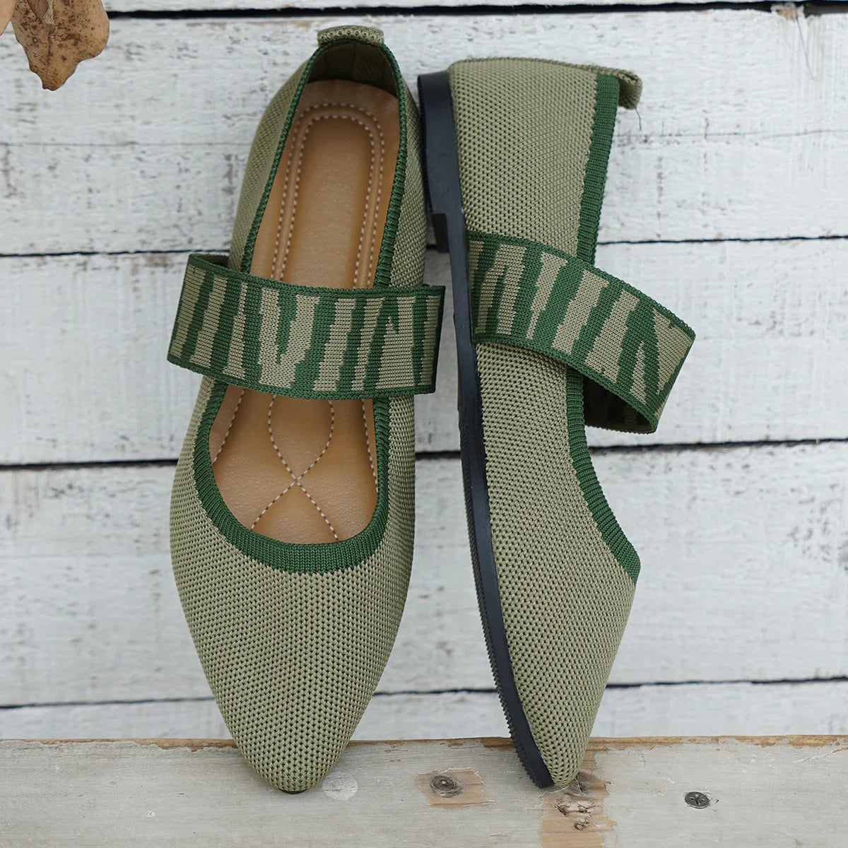 Ballerines Tricotées Color Block Femme — Loafers Casual Bout Pointu