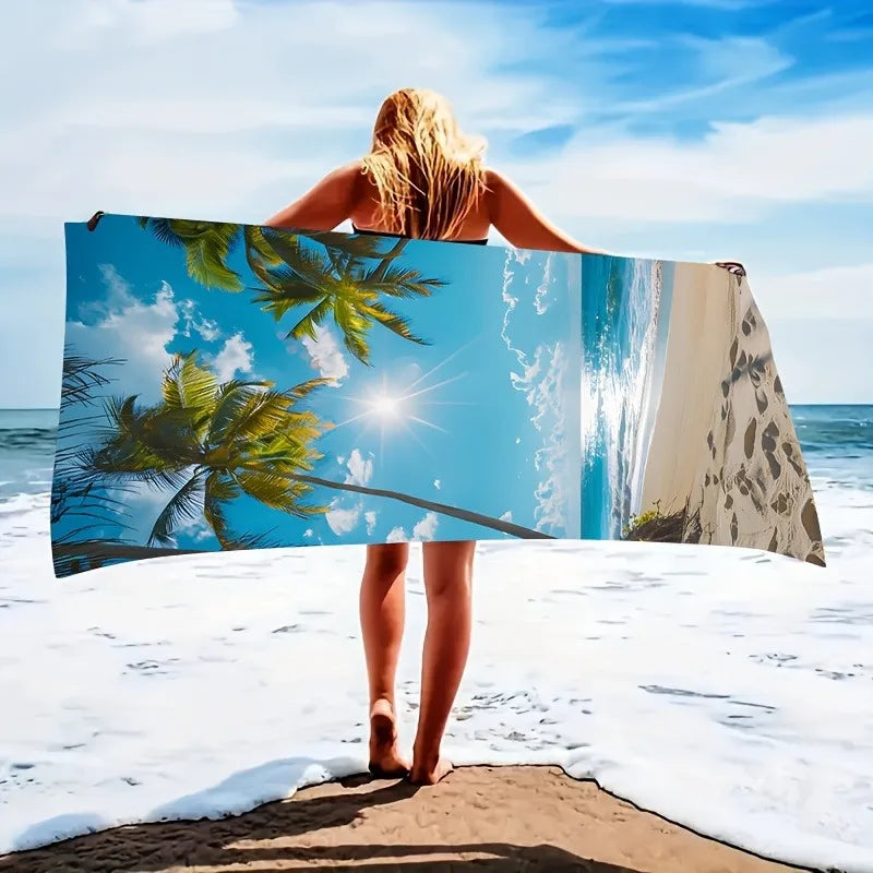 Serviette de Plage Paradis Tropical — Motif Palmiers, Séchage Rapide & Anti-UV