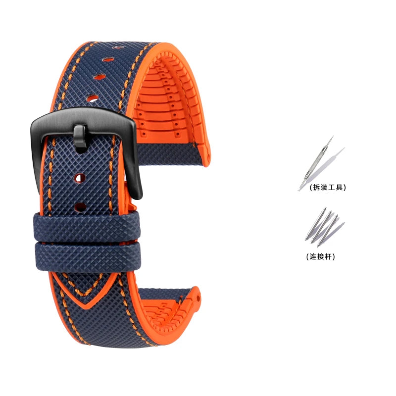Bracelet de Montre en Caoutchouc – Compatible TAG Heuer F1 / Gulf / Aquaracer / Monaco – 20 à 24mm