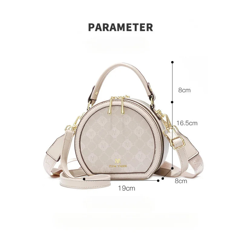 Ensemble 2 Sacs Ronds Bandoulière — Grand Sac + Pochette PU Femme Tendance