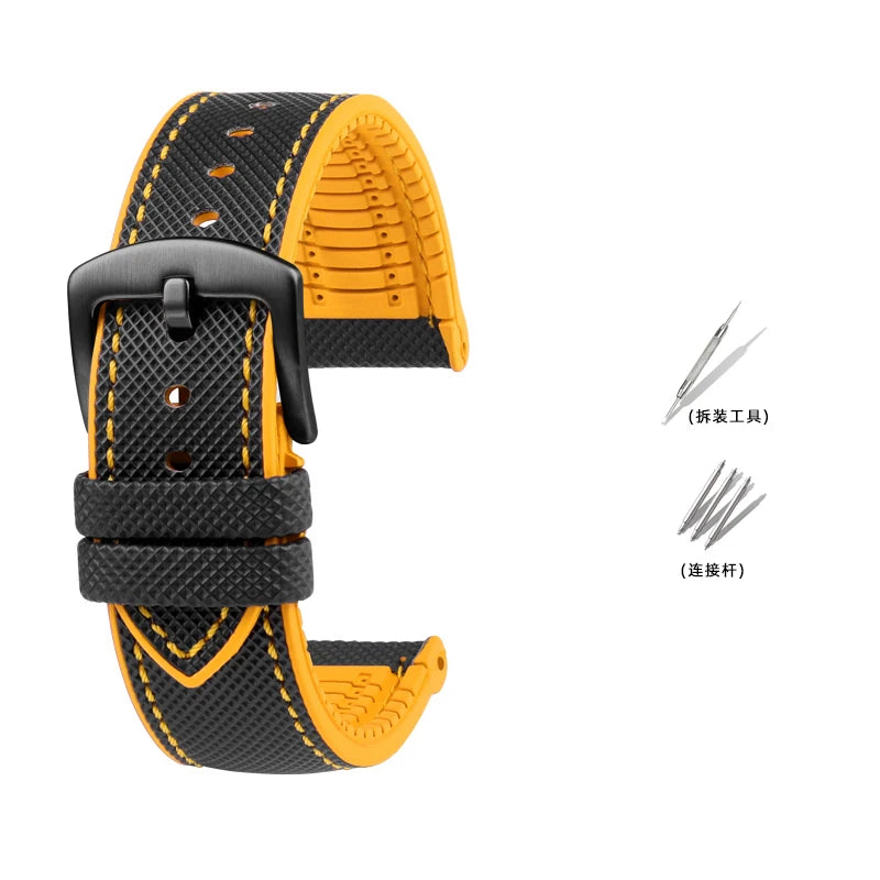 Bracelet de Montre en Caoutchouc – Compatible TAG Heuer F1 / Gulf / Aquaracer / Monaco – 20 à 24mm