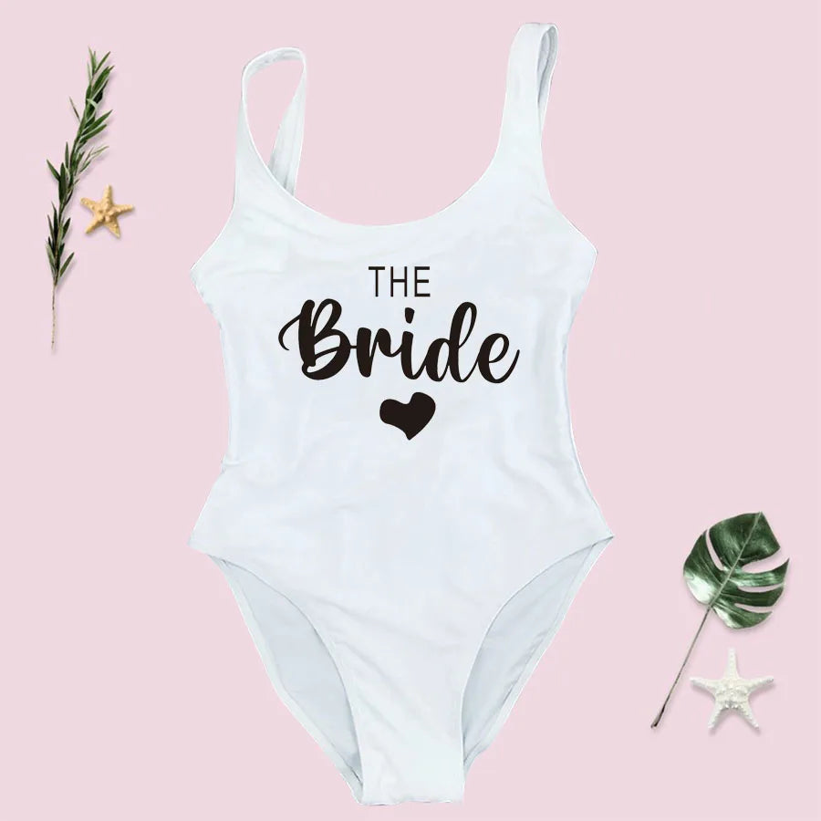 Maillot Une Pièce Team Bride EVJF 2026 — High Cut Dos Nu Femme S-3XL