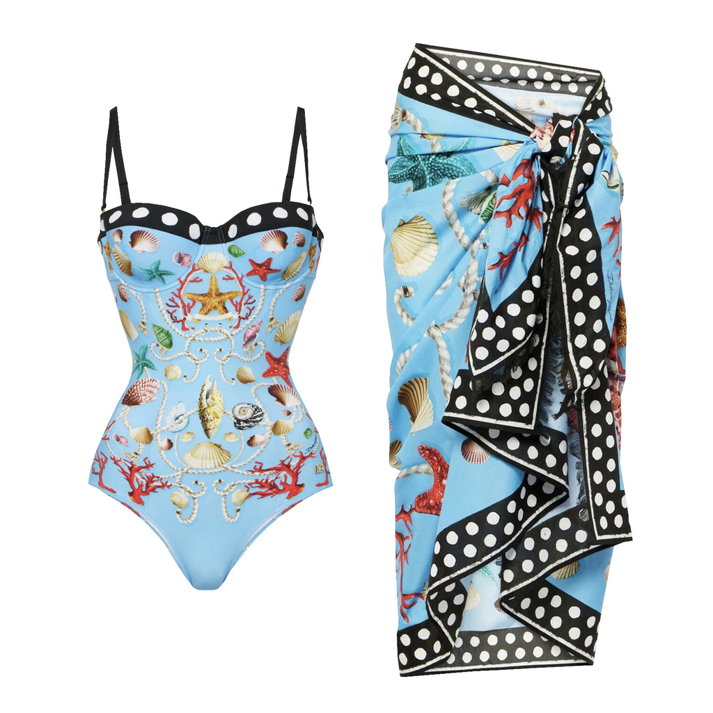 Maillot Une Pièce Push-Up avec Cover-Up 2026 — Imprimé Gainant Femme