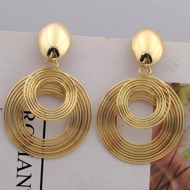 Boucles d'Oreilles Rondes Statement Dorées & Argentées — Bijou Géométrique Femme