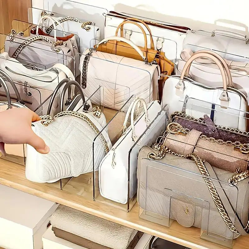 Rack Acrylique 4 Fentes Sacs À Main Placard Transparent — Organiseur Pochettes Dressing