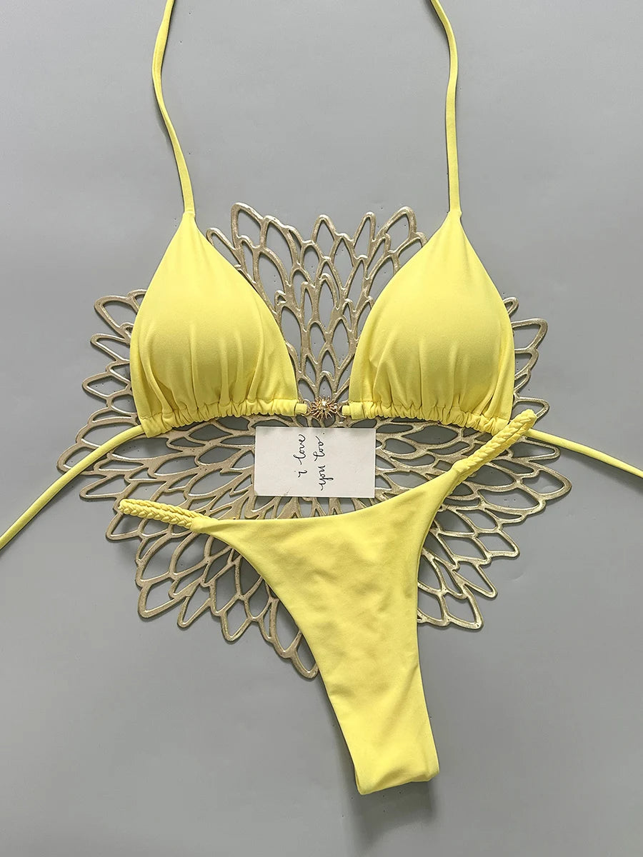 Bikini Brésilien Lacé Imprimé 2026 — Micro Swimwear Dos Nu Femme