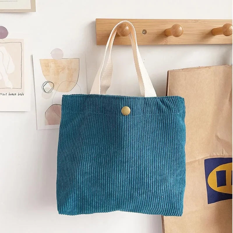 Mini Sac Velours Côtelé — Tote Bag Casual Réutilisable Femme 7 Coloris