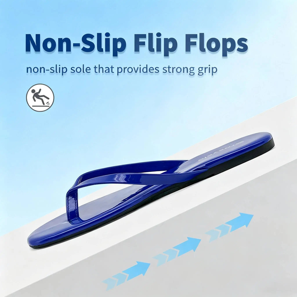 Tongs Plates Brillantes Femme – Bout Rond Plage Été