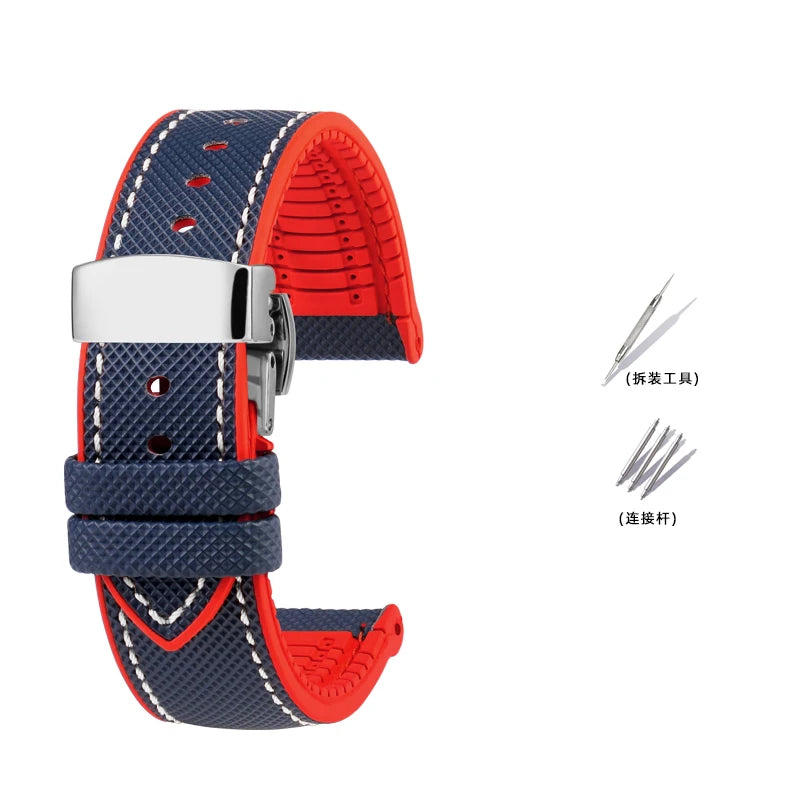 Bracelet de Montre en Caoutchouc – Compatible TAG Heuer F1 / Gulf / Aquaracer / Monaco – 20 à 24mm