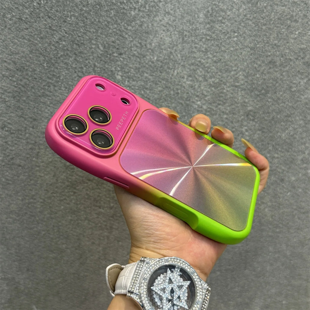 Coque iPhone Effet Laser Dégradé Candy — Antichoc Acrylique Anti-Empreintes iPhone 13 à 17 Pro Max