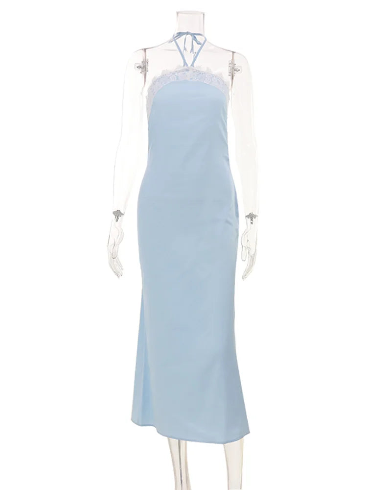 Robe Bodycon Midi Dentelle Col Monté — Robe Moulante Élégante Femme