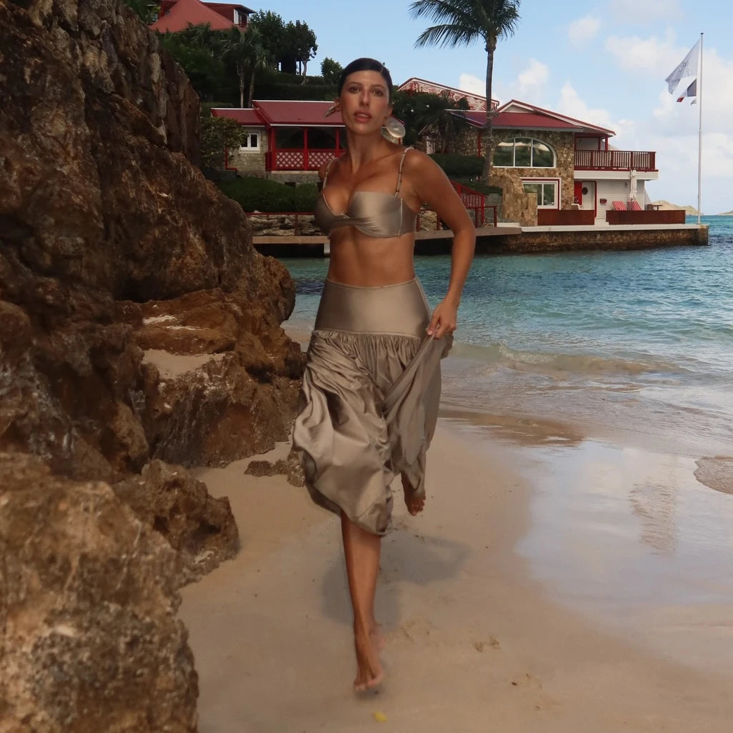 Ensemble Bikini Bandeau 3 Pièces avec Robe de Plage — Femme