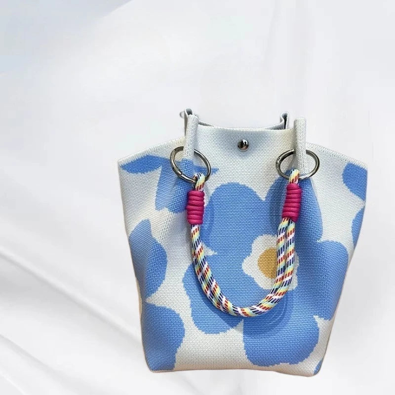 Sac À Main Tricoté Mignon Boucle Magnétique 3D — Sac Tressé Femme Tendance