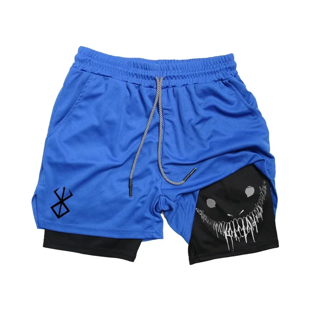 Short Sport Homme – Imprimé Graphique, Double Couche, Séchage Rapide
