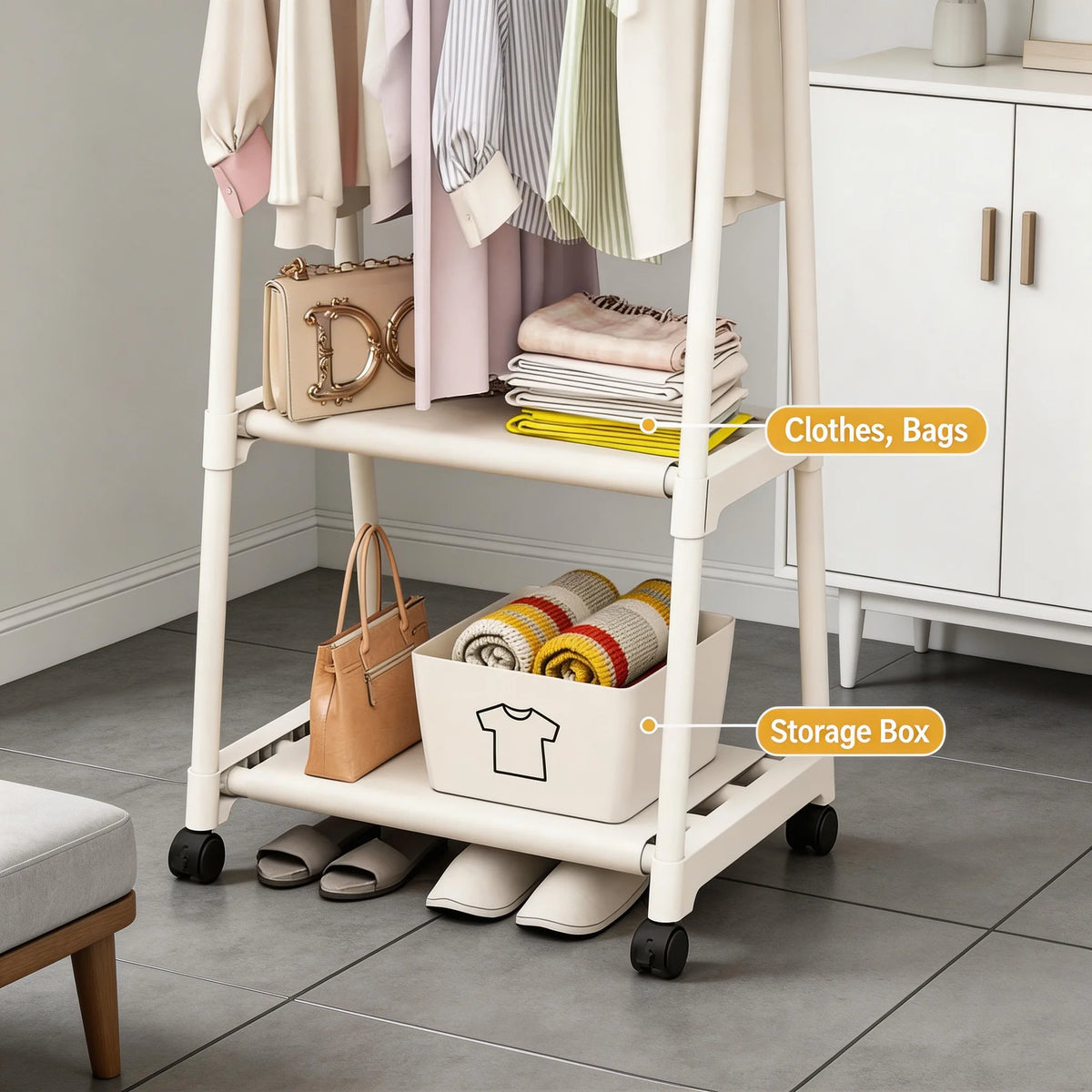 Portant à Vêtements Multifonctionnel – Simple, Léger & Peu Encombrant