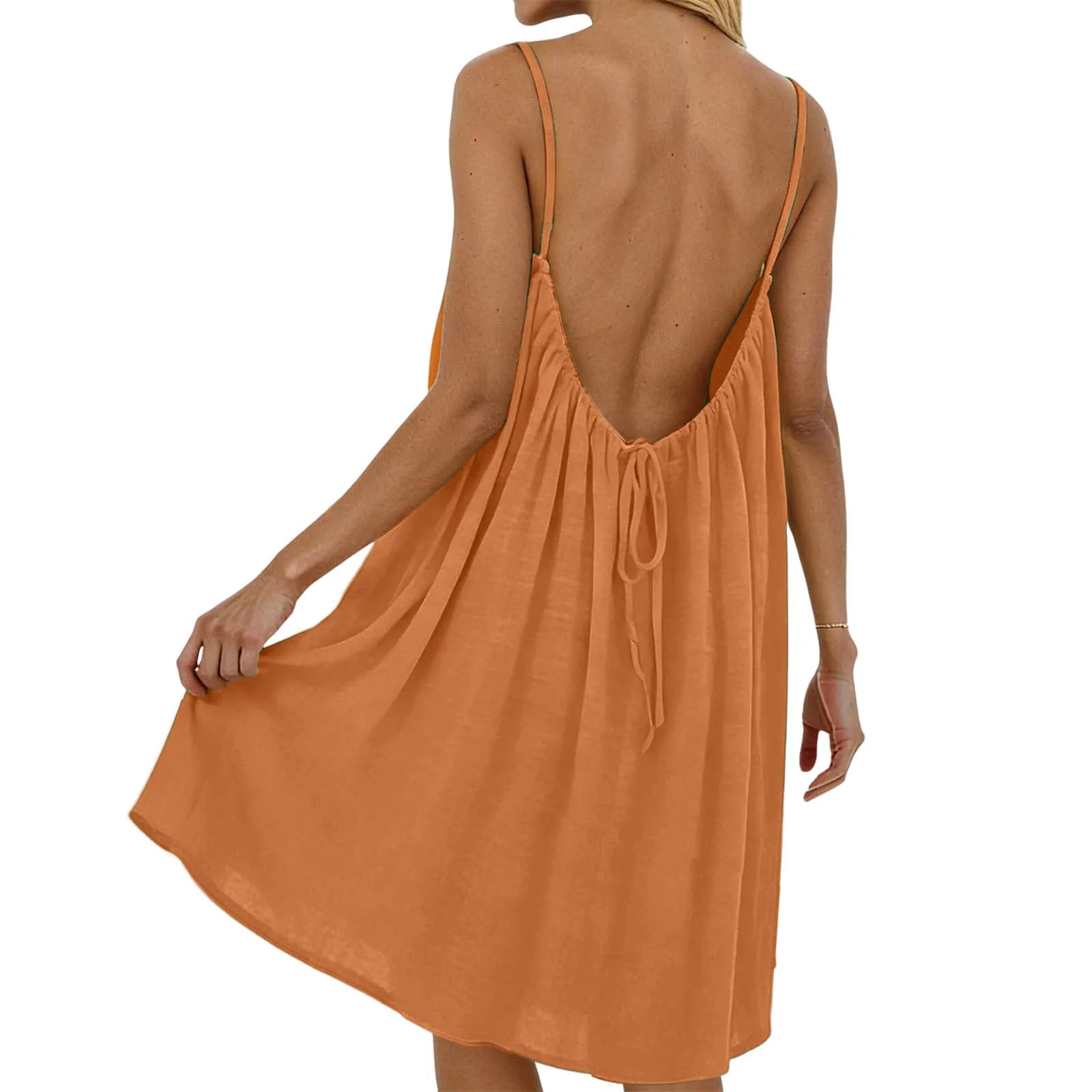 Robe Courte Dos Nu pour Femme — Mini Robe de Plage Casual Été
