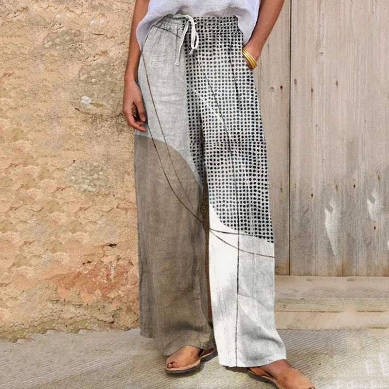 Pantalon Large Femme Imprimé Chat 3D — Coupe Droite Casual Toutes Saisons