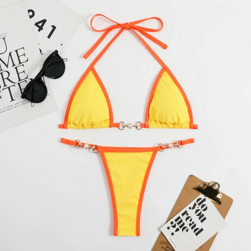Bikini Deux Pièces Imprimé Aléatoire — Push-Up Femme