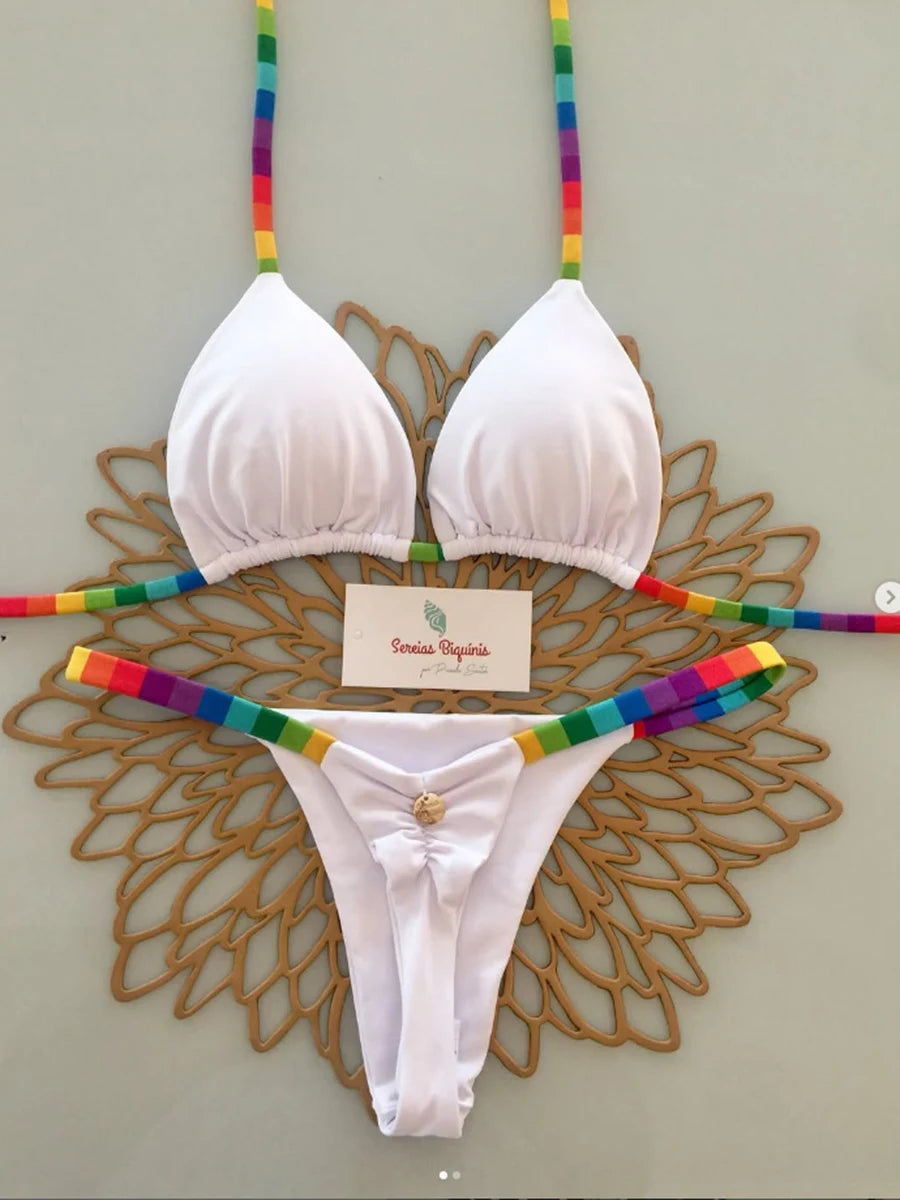 Bikini Brésilien Lacé Imprimé 2026 — Micro Swimwear Dos Nu Femme