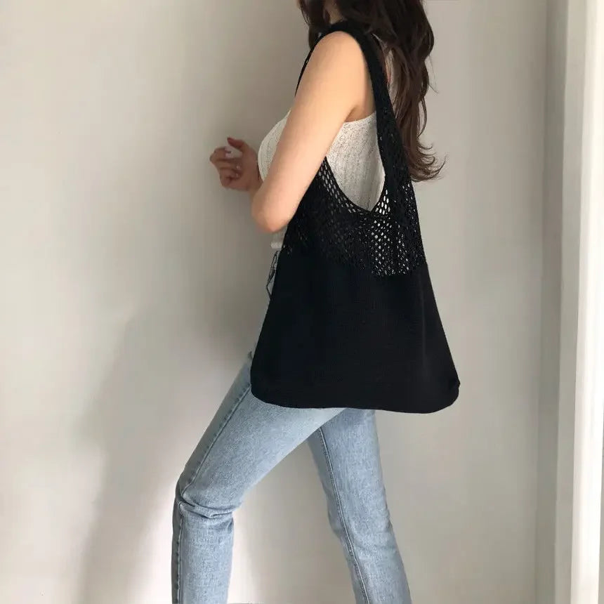 Sac Tressé de Plage Grande Capacité — Cabas Femme Été