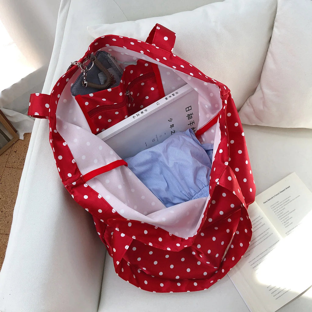 Grand Sac Épaule À Pois — Tote Bag Femme Grande Capacité Casual