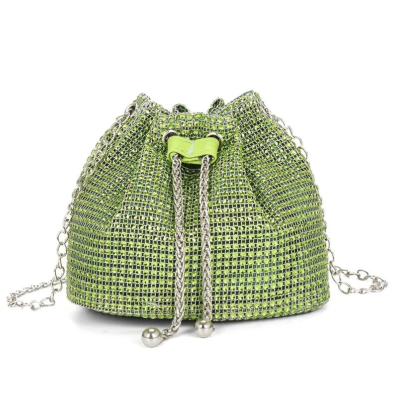 Sac Crossbody Strass & Rhinestone — Pochette Seau Multifonction Femme Soirée