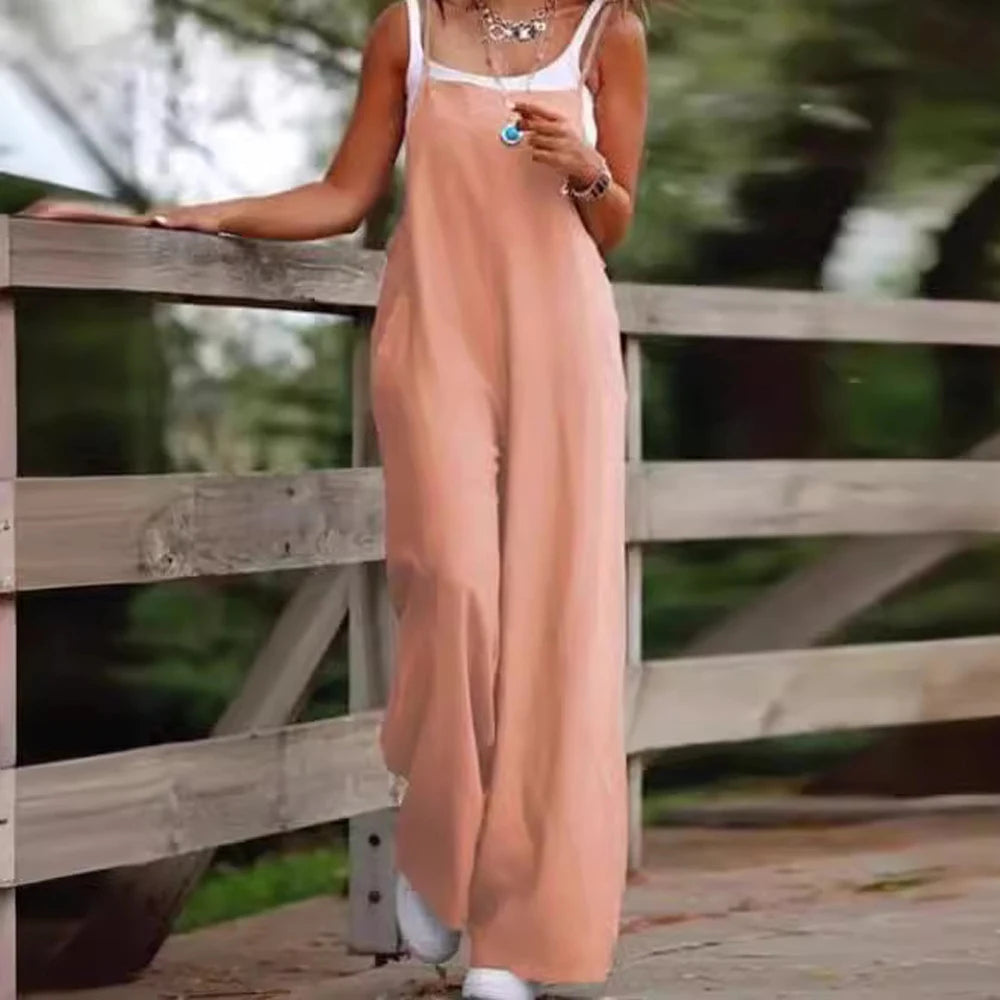 Salopette Large Sans Manches Grande Taille S-5XL — Combinaison Femme Été