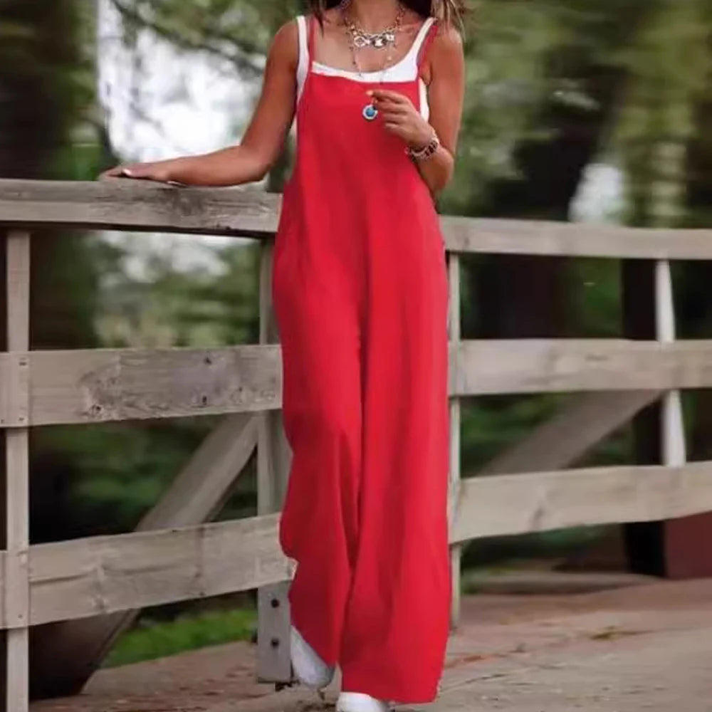 Salopette Large Sans Manches Grande Taille S-5XL — Combinaison Femme Été