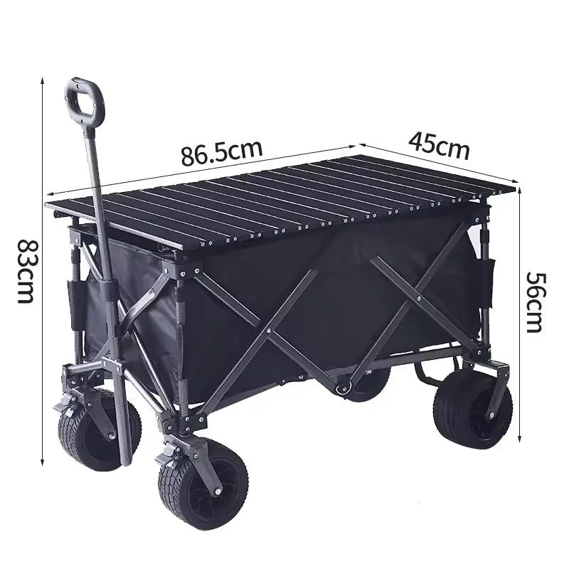 Chariot de Jardin Pliable en Métal — Wagon Multifonction Plage, Camping & Jardin
