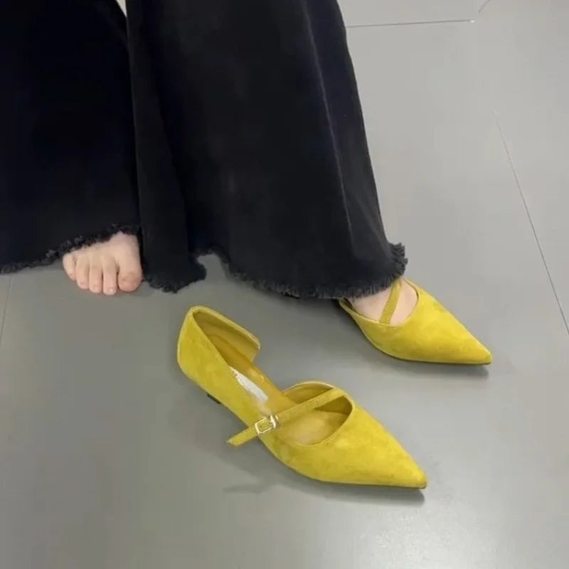 Escarpins Rétro Bout Pointu Femme — Slip-On Talon Bas Été 2026
