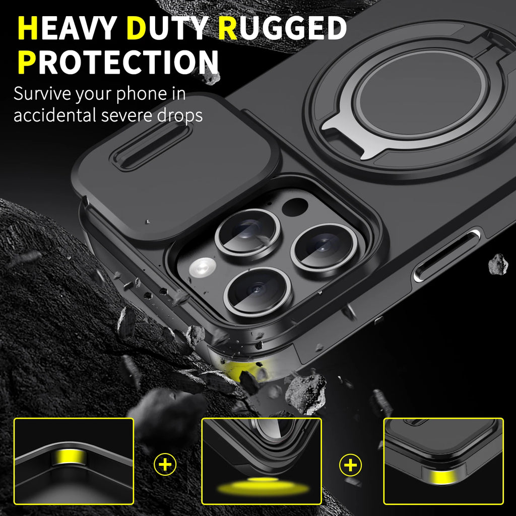 Coque Blindée MagSafe Slide Camera – Compatible iPhone 11 à 17 Pro Max