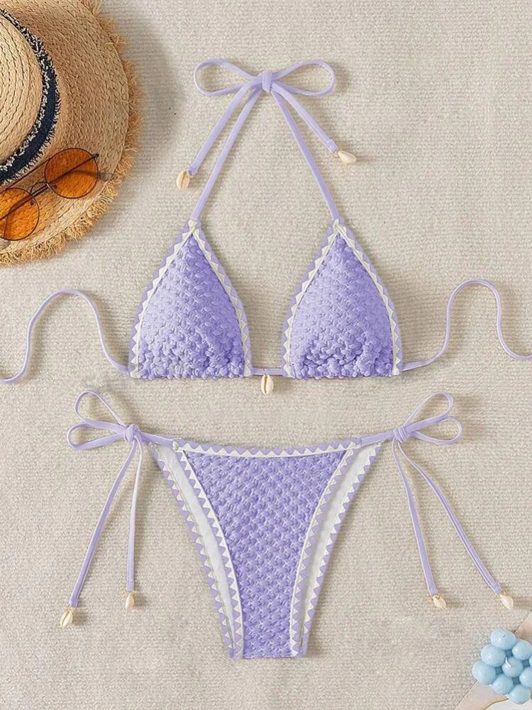 Bikini Push-Up Imprimé Tropical — Maillot 2 Pièces Femme Plage
