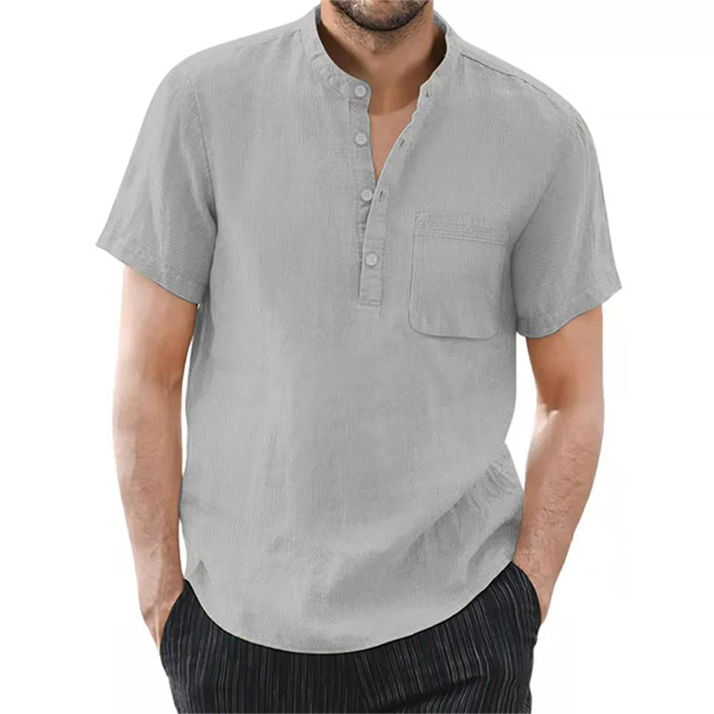 T-shirt Homme Coton Lin — Manches Courtes Été