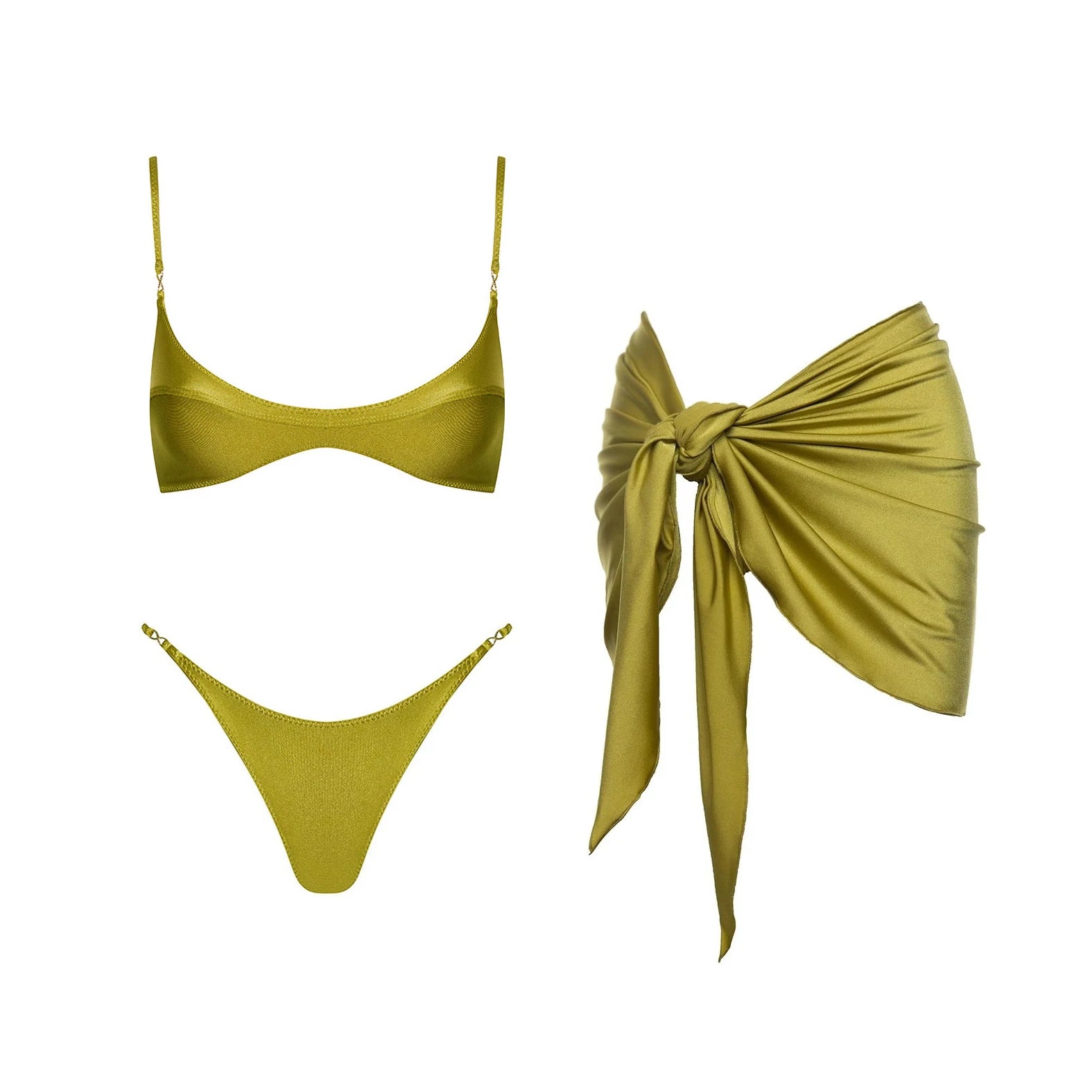 Maillot de Bain Deep V avec Jupe Longue — Ensemble 2 Pièces Femme