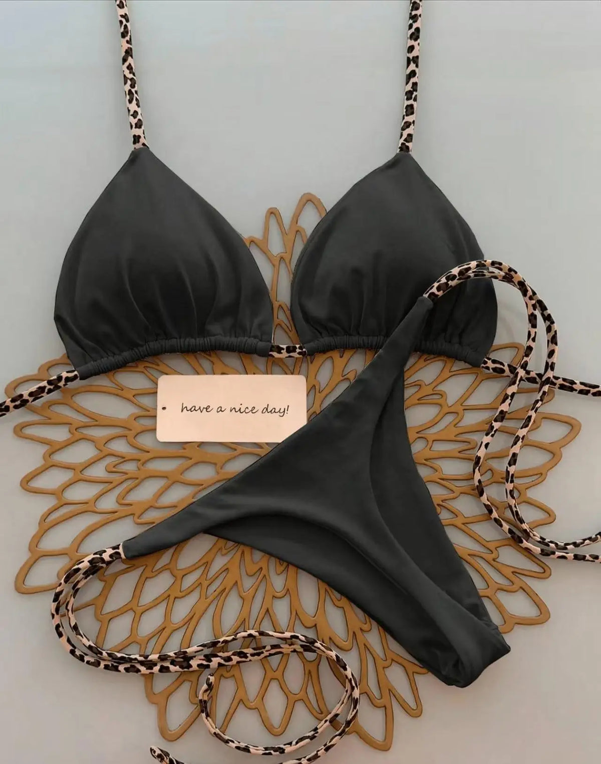 Bikini Bandeau Couleur Unie Tanga — Maillot 2 Pièces Femme Été