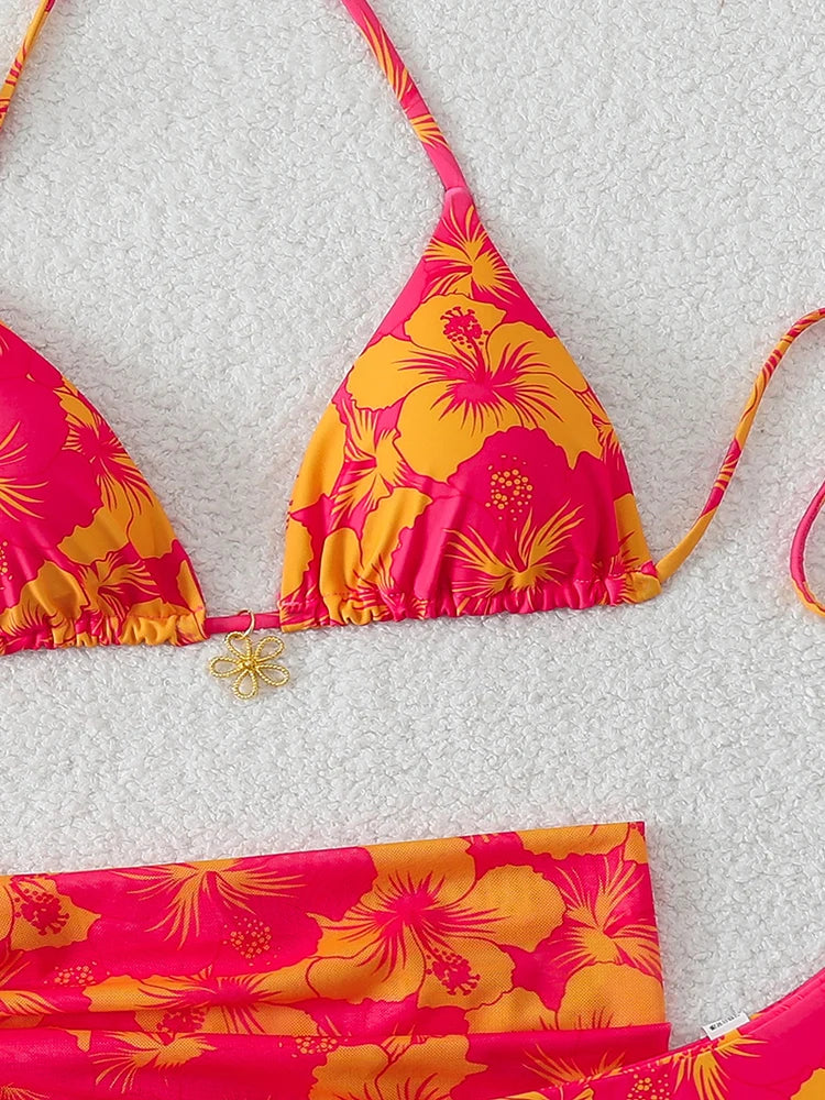 Ensemble Bikini 3 Pièces Triangle + Robe de Plage 2026 — Cover-Up Femme