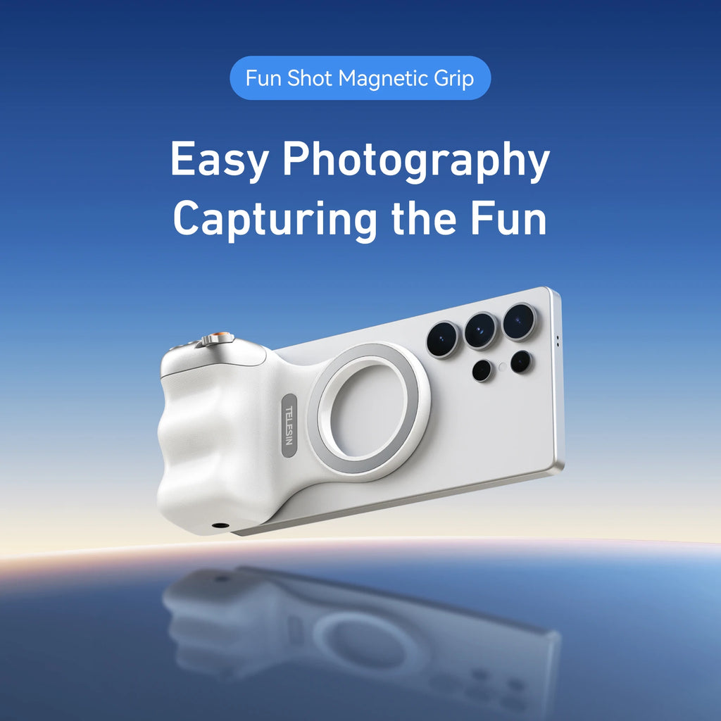 TELESIN Poignée Magnétique pour Smartphone — Grip Photo Bluetooth, Lumière de Remplissage, Télécommande