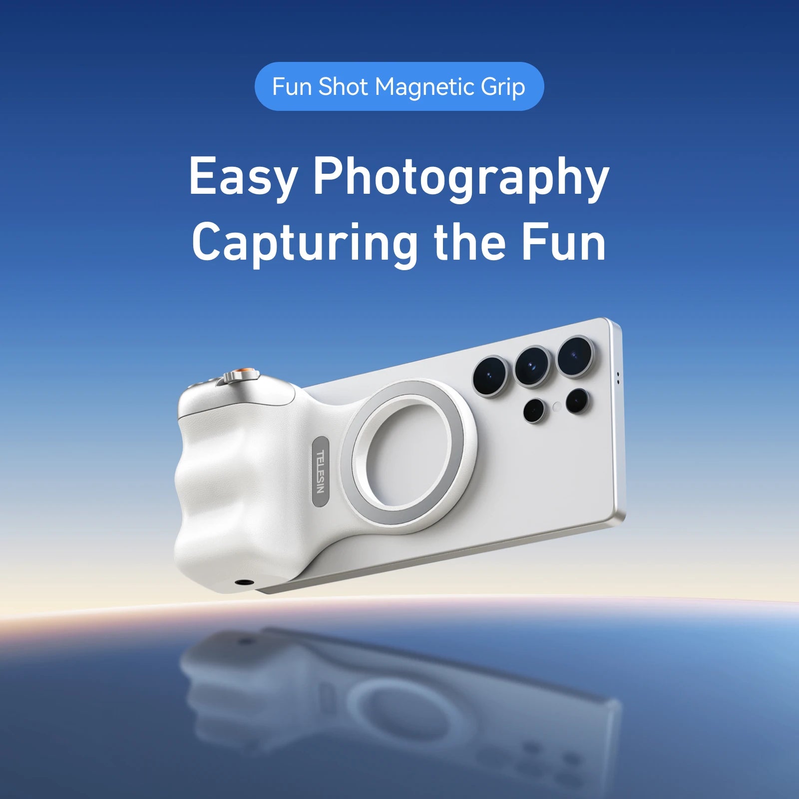 TELESIN Poignée Magnétique pour Smartphone — Grip Photo Bluetooth, Lumière de Remplissage, Télécommande