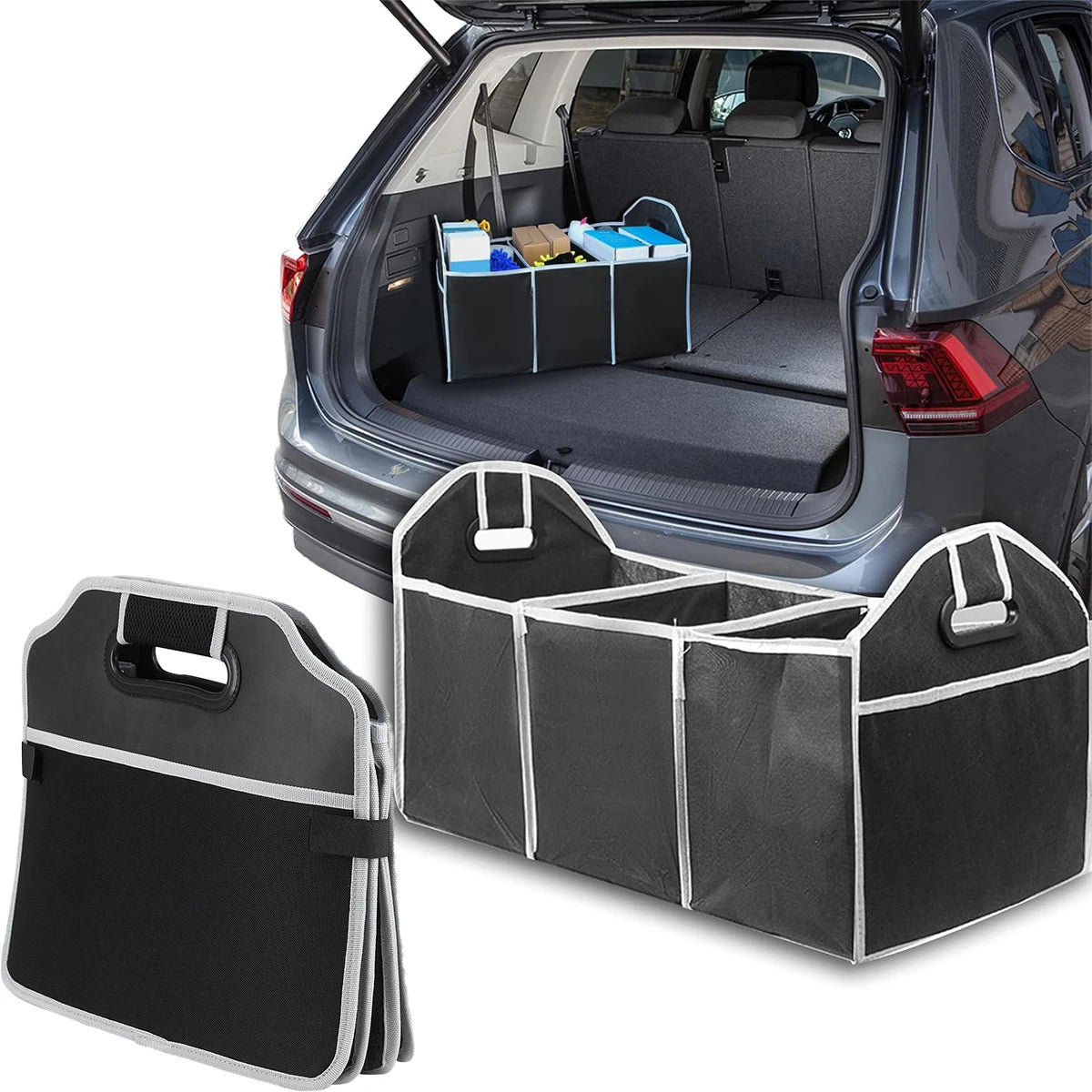 Organisateur de Coffre Pliable 3 Compartiments — Sac de Rangement Voiture