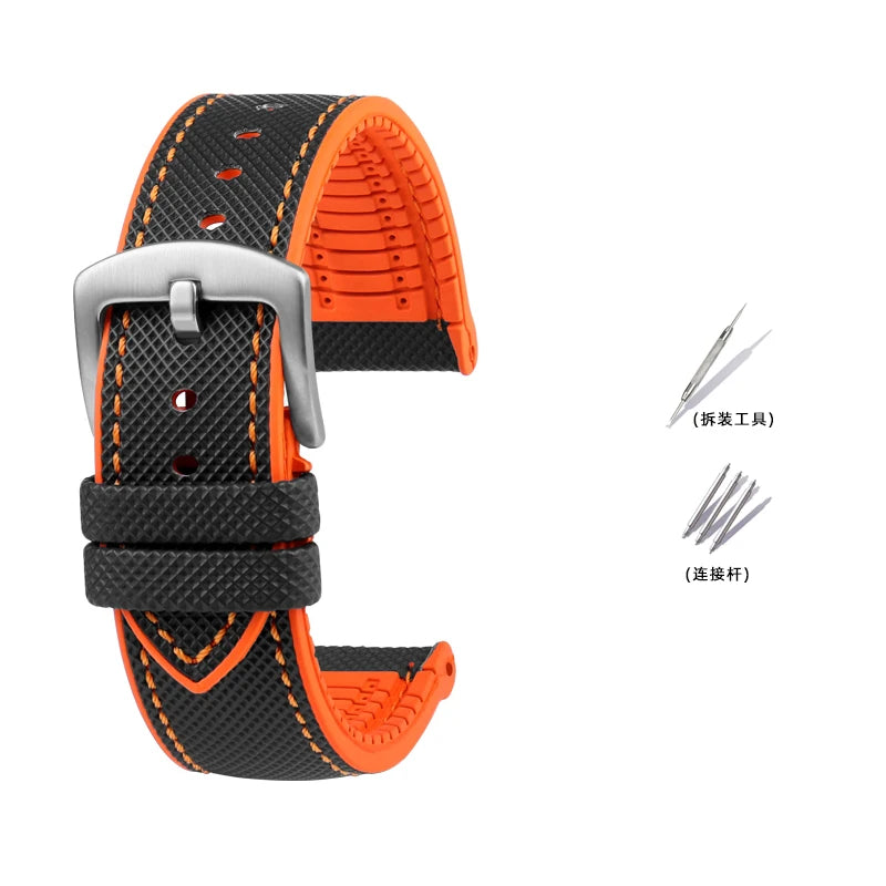 Bracelet de Montre en Caoutchouc – Compatible TAG Heuer F1 / Gulf / Aquaracer / Monaco – 20 à 24mm