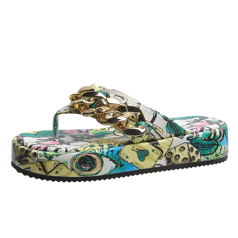 Sandales Plates Chaîne Femme — Mules Tendance Été Style Fashion