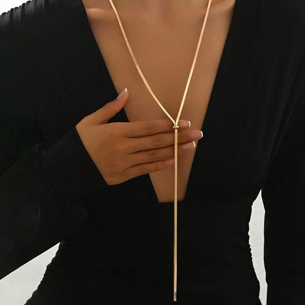 Collier Chaîne Serpent Acier Inoxydable Long — Bijou Femme Superposable