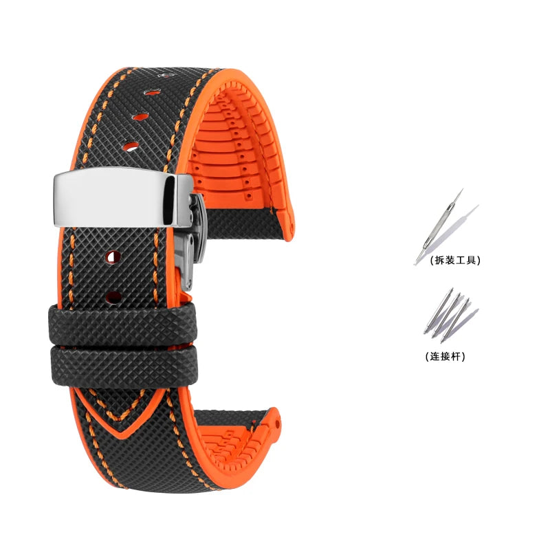 Bracelet de Montre en Caoutchouc – Compatible TAG Heuer F1 / Gulf / Aquaracer / Monaco – 20 à 24mm