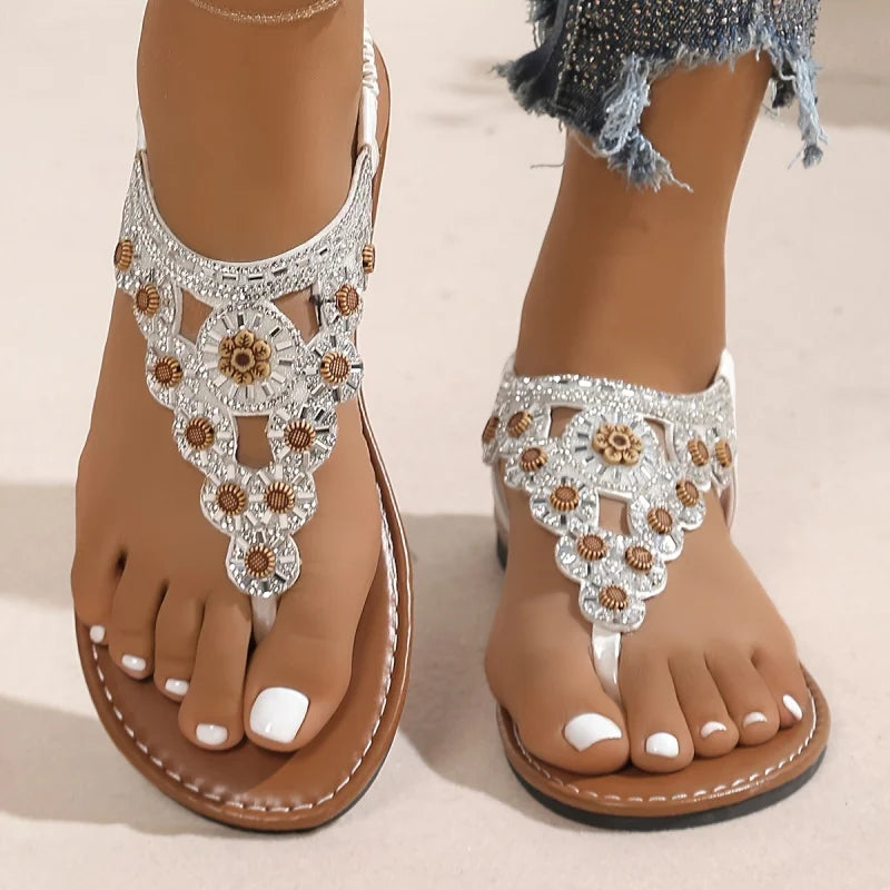 Sandales Romaines Bohème Bout Ouvert Découpe Élastique Femme — Plage Été 2026