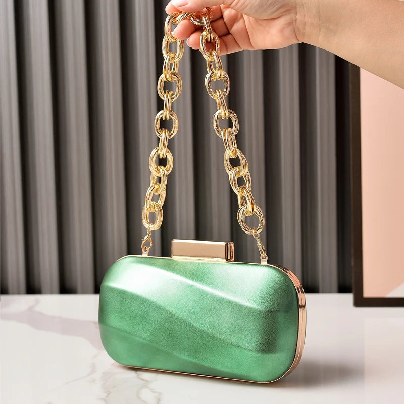 Sac Clutch Ovale Doré Luxe Irrégulier — Pochette Soirée Femme Mariage Fête