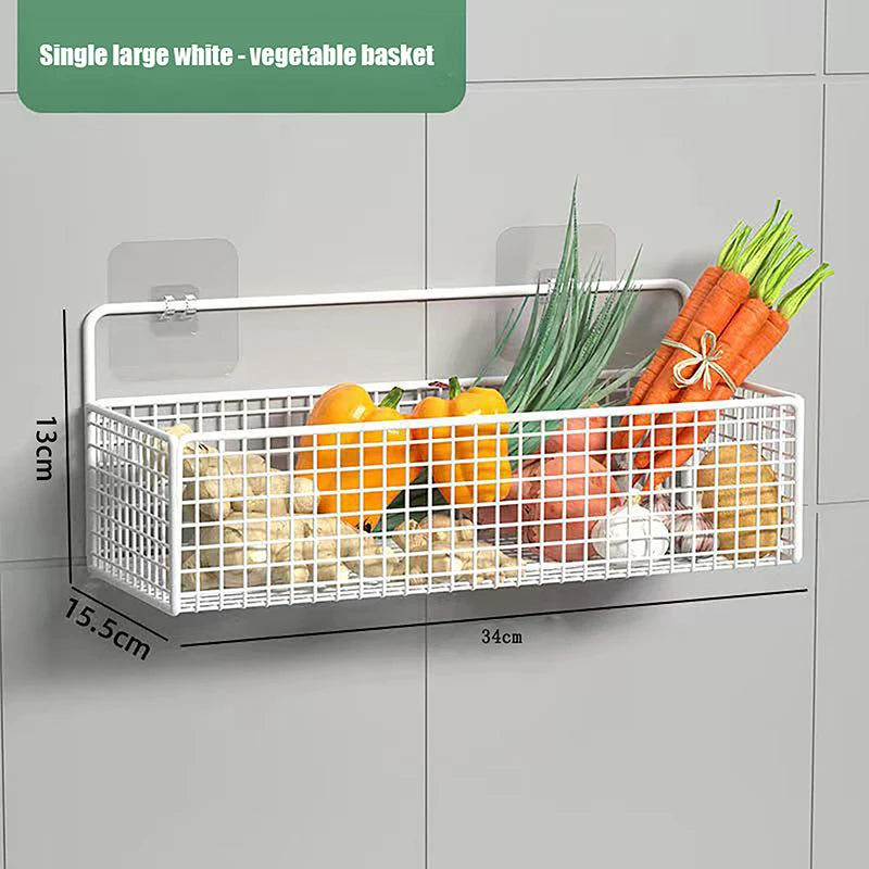 Étagère Murale Salle de Bain & Cuisine Sans Perçage – Fer, 2 Tailles