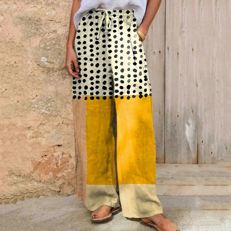 Pantalon Large Femme Imprimé Chat 3D — Coupe Droite Casual Toutes Saisons
